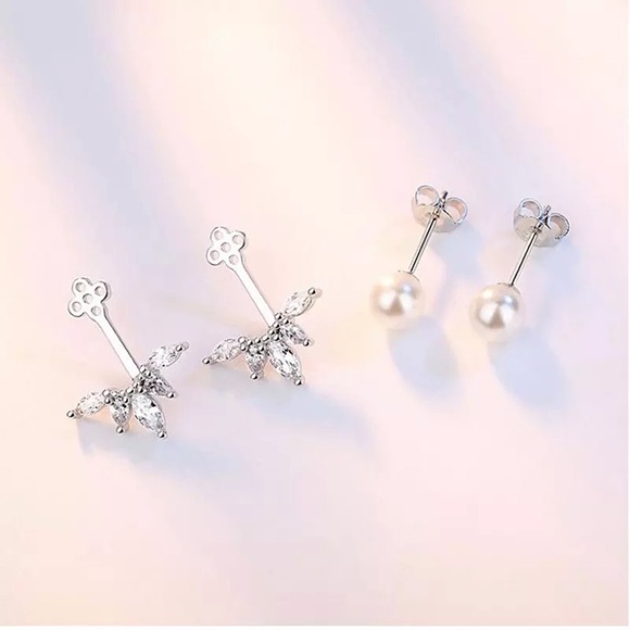 Sterling Silver Pearl Earrings - Picture 3 of 4